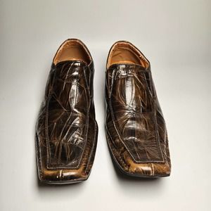 Steven Madden Men's Serpant Alligator Texture Leather Shoe, Size 9